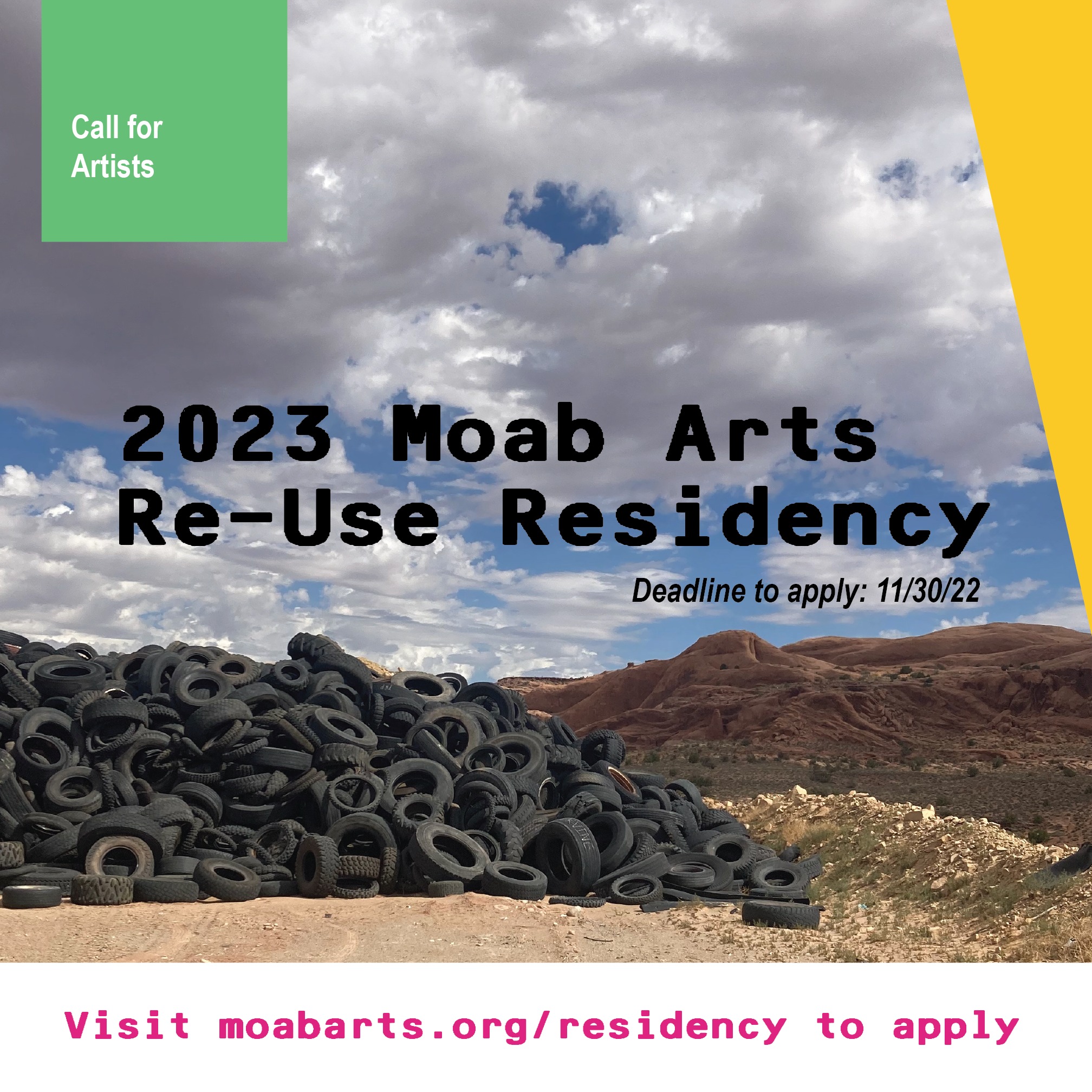 Moab Arts Re-Use Residency offers artists stipend and space for creation of new work. Deadline: November 30.