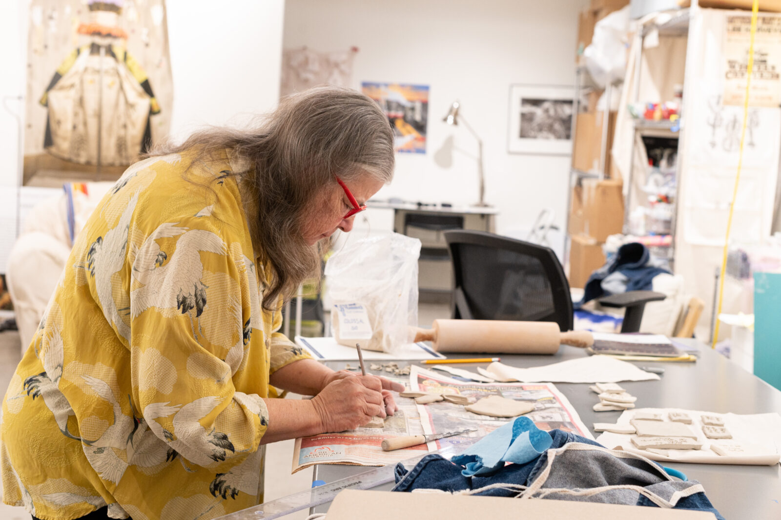 Pictured: Tulsa Artist Fellow Anita Fields in the studio. Photo by Dylan Johnson. Courtesy of the artists and Tulsa Artist Fellowship.